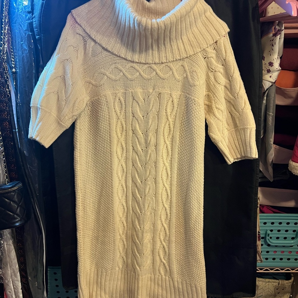 Banana Republic Ivory Cable Knit Cowl Neck Sweater